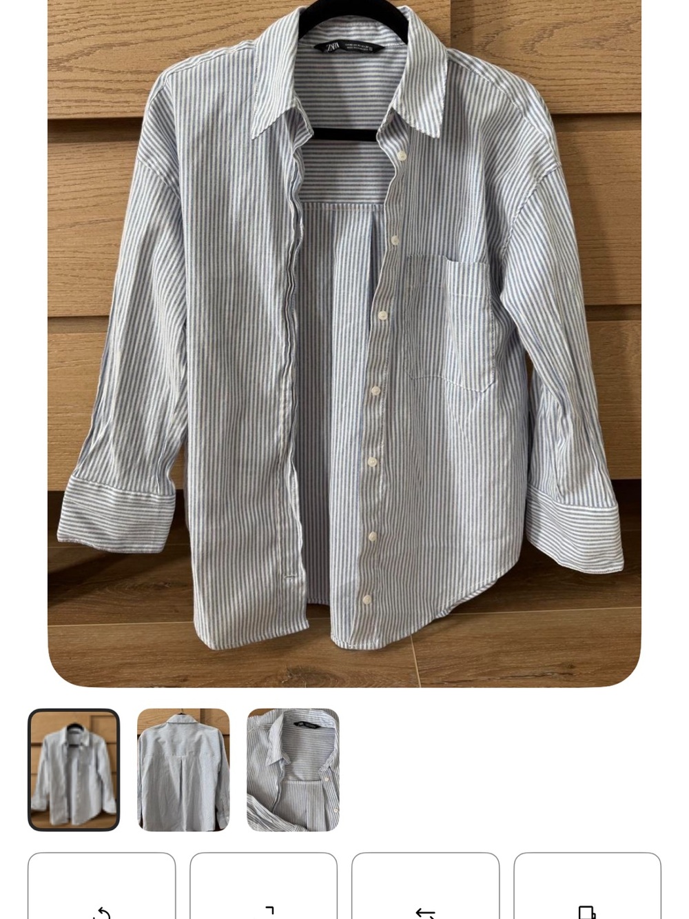 Zara Light Blue & White Striped women’s Button-Up Shirt size Xs